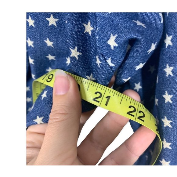 Wah Maker Vintage Collection Blue Micro Star Print Top Medium - Picture 6 of 8